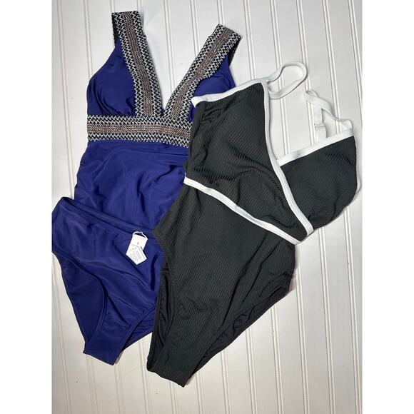 NWT Cupshe Swimsuit Bathing Suit Cheeky 1 PC & Tankini & High-Cut BUNDLE Size S - Picture 2 of 8